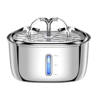Fontaine à eau pour chat très vendue, fontaine à eau pour animaux de compagnie en acier inoxydable, fontaine à eau automatique pour animaux de compagnie, 2,4 L, acier inoxydable 304