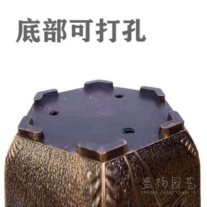 Rui Yang Aluminum <b>Plastic</b> Imitation Copper Round Flower Pot Outdoor Garden <b>Planter</b> Injection Molding With Holes For Hydroponic - Product Image 3