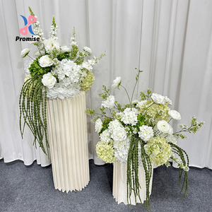 Elegant White & Light Green <b>Hydrangea</b> Pillar Set Handmade Floral Columns for Bridal Shower & Venue Styling - Product Image 1