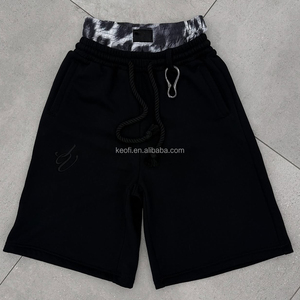 कस्टम कैमो परेशान कढ़ाई 100% सूती पुरुष डिजाइनर ग्रीष्मकालीन आकस्मिक डबल कमर बैगी पसीने की शॉर्ट्स - Product Image 3