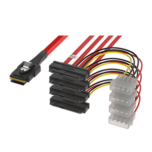 PCIe 4.0 SlimSAS 8i SFF-8654 Cable <strong>to</strong> 2 Mini SAS SFF8639 +15p Server Hard Disk Cable - Product Image 2