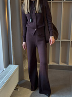 Ensemble de vêtements de détente en tricot à manches longues et pantalon, ensemble de deux pièces, pull d'automne simple