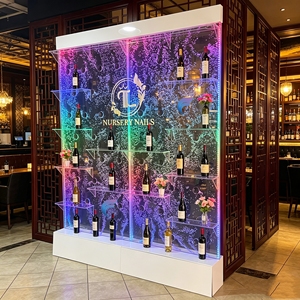 Commercial Clear Acrylic LED Water Feature Wall With Wall Mounted Wine Shelf For Bar <b>Lounge</b> Restaurant Decoration - Product Image 1