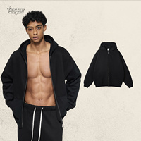 Sweat-shirt à capuche zippé pour homme en mélange de coton et polaire, uni, à manches longues, décontracté, streetwear d'hiver, personnalisable avec logo OEM ODM