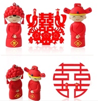 GJUS51 silicona chino tradicional boda pareja Micro USB Flash Drive cubierta con funda de silicona