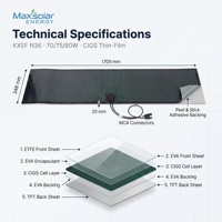 Kit de panneaux solaires CIGS Maxsolar personnalisés 80W 50W-300W, film mince, efficacité 16,2%, support auto-adhésif, panneaux carrés, montage