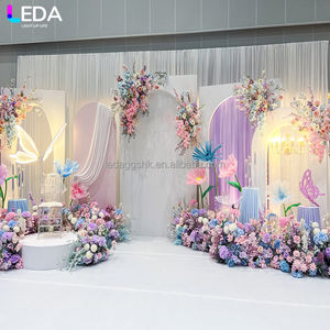 LEDA Wedding Supplies white Flower Rows Flower Arch <b>Backdrop</b> <b>Stand</b> Set for wedding Event Party Decorations Flower Decor - Product Image 1