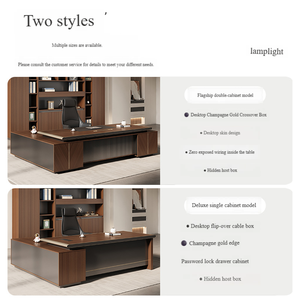 Bureau de direction moderne en forme de L, table de patron réversible en <span class=keywords><strong>bois</strong></span> avec rangement verrouillable, mobilier de bureau de luxe - Product Image 6