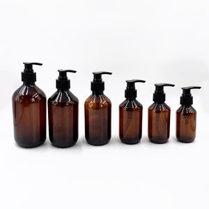 Bouteille noire de 300 ml avec bouchon noir brillant et pompe à lotion, sérigraphiée, vide, pour shampoing/lotion - Product Image 6