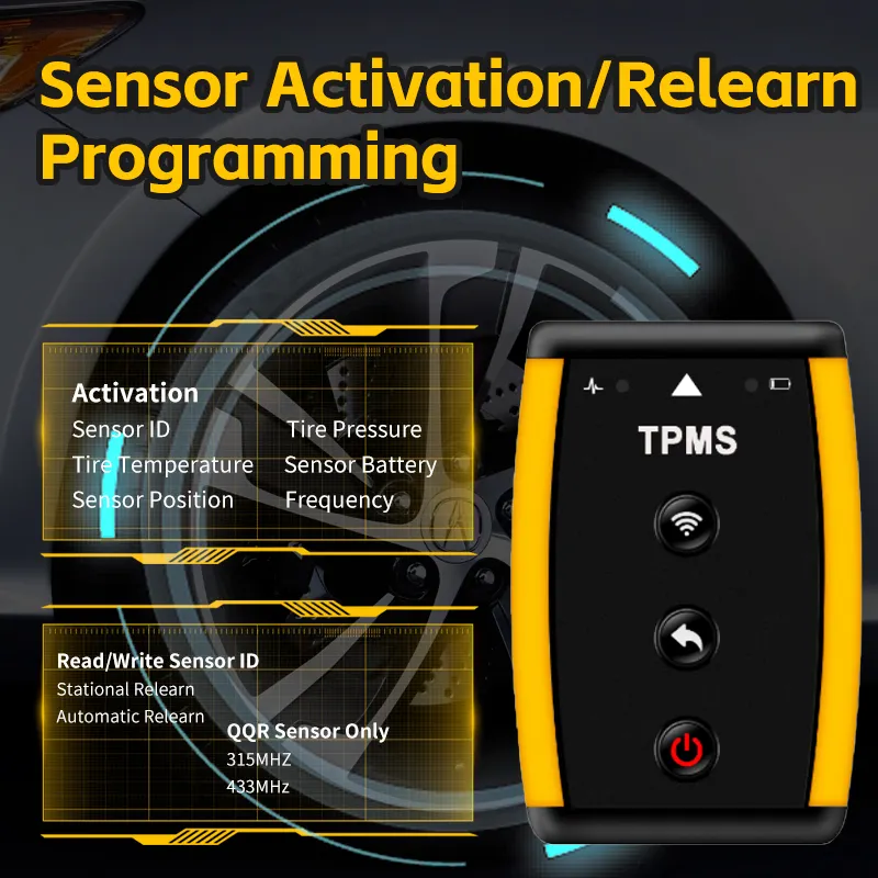 QQr alat Diagnosis mobil otomatis, alat belajar ulang TPMS sistem penuh Monitor tekanan ban otomatis sistem Sensor aktivasi TPMS Atur ulang