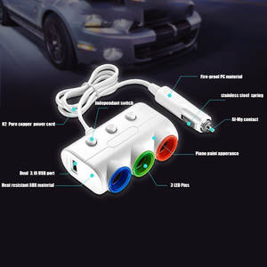 120w smart phone dual usb 3 in 1 <span class=keywords><strong>presa</strong></span> <span class=keywords><strong>accendisigari</strong></span> <span class=keywords><strong>adattatore</strong></span> per caricabatteria da auto 12V 24V - Product Image 4