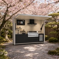 Cuisine extérieure modulaire avec porte relevable motorisée, armoire extérieure en alliage d'aluminium pour terrasse et cuisson en plein air dans les gîtes