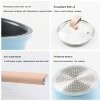 Casserole antiadhésive de 16 cm avec couvercle en verre, casserole de qualité alimentaire pour la nourriture pour bébés