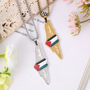 Collar de Acero Inoxidable con Elementos del Mapa de <span class=keywords><strong>Israel</strong></span> y Palestina, Accesorio de Moda para Parejas, para Hombre y Mujer - Product Image 2