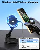 Chargeur de voiture sans fil magnétique 15W, aimant N55, bras à 3 axes, 360° °   Ventouse rotative, compatible avec tous les smartphones
