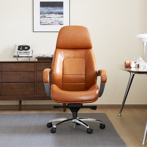 Chaise de direction en cuir huilé vintage de qualité supérieure 115 °   Chaise de bureau ergonomique inclinable pour PDG - Product Image 1