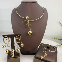 OR23775 Ensemble de bijoux africains pour femmes avec grand pendentif, collier plaqué or, bijoux de luxe à motif floral pour mariage, fiançailles et fêtes