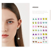 Autocollants d'oreilles et de ongles personnalisés en forme de coccinelle, sans perçage, auto-adhésifs, avec chaîne de perles, pour festival