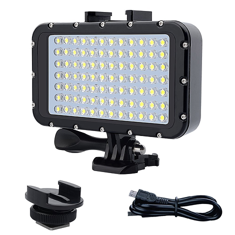 Underwater Lights Dive Light 84 LED High Power Dimmable Waterproof LED Video Light Waterproof 164ft(50m) for Gopro SLR Camera