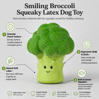 Jouet à mâcher couineur pour chien en latex naturel écologique, forme de brocoli mignonne, doux pour la dentition des chiots et chiens de petite et moyenne taille