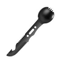 GoalFit Outdoors – Couverts de camping multifonctionnels d'extérieur, couteau, fourchette et cuillère intégrés, outils de coupe en acier inoxydable