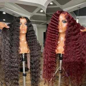 Trio de perruques en <span class=keywords><strong>cheveux</strong></span> péruviens lâches et profonds de 30 à 40 pouces, couleur ombrée avec racines foncées, mèches colorées, extensions de <span class=keywords><strong>cheveux</strong></span> bouclés et perruques pour femmes - Product Image 2