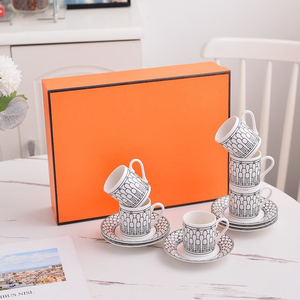 Vente en gros Nouvelle tasse à café en porcelaine fine de style européen de luxe, lot de 6 tasses et soucoupes - Product Image 2