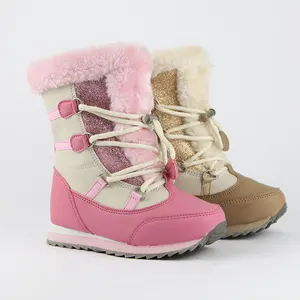 बच्चों के फीता तक गर्म फर सर्दियों बर्फ जूते जूते बच्चों और बच्चे के लिए