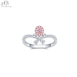 Anillo de Diamantes Rosados Hecho a Mano con un Diseño Exquisito y Avanzado, Oro Blanco Sólido de 18K, Diamante Natural Real, Anillo para Mujer - Product Image 3