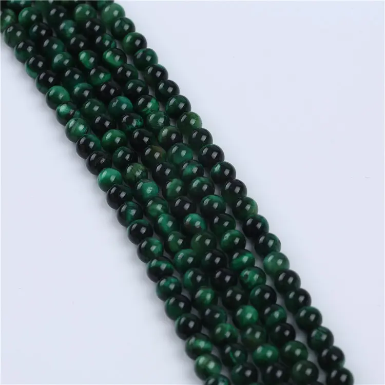 Natural Stone 6mm Green Tiger Eyes Round Gemstone Beads for Making Jewelry