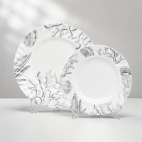 Assiettes de dîner écologiques pour anniversaire, en céramique blanche, jolies assiettes en porcelaine fine pour restaurant