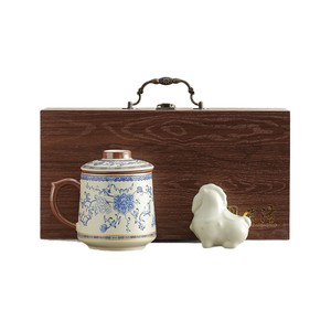 Ensemble de tasses à thé en porcelaine Ru Ware Lotus Scroll avec couvercle et infuseur, cadeau de bureau - Product Image 5