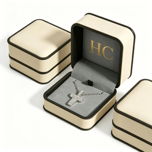 Nouvelle arrivée : Boîte à collier personnalisée avec couvercle rabattable en cuir, boîte cadeau pour bijoux avec insert floqué, logo personnalisé pour les marques de bijoux, OEM accepté - Product Image 2