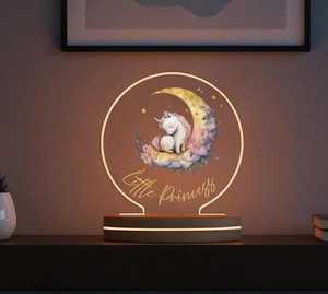 Lámpara Nocturna Personalizada de Unicornio y <span class=keywords><strong>Luna</strong></span>, LED Blanco Cálido, Decoración de Habitación de Cuentos de Hadas, Uso Doméstico, Regalo de Ramadán - Product Image 5