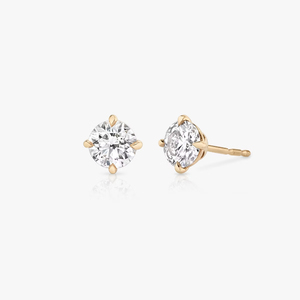 Boucles d'oreilles clous de luxe en diamant brillant de laboratoire, personnalisables OEM/ODM, en or 14K/18K/22K pour femme, avec diamants latéraux de 0,5 ct, fermeture push-back - Product Image 3