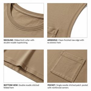 Chaleco sin mangas personalizado de algodón 100% de alta calidad para hombre, con bolsillo, precio bajo, TKAN998D, verde oliva, para gimnasio y ropa urbana. - Product Image 2