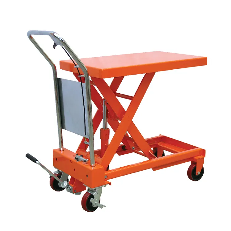 China Manufacturer 150kg Capacity Core Mercury Small Mobile Scissor Lift Manual Hydraulic Lift Table