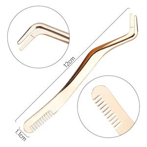 Pinzas de metal para pestañas, pinzas curvas para pestañas con regla incorporada, herramienta de belleza de precisión para uso en salón - Product Image 4