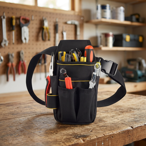 Multi-Functional Adjustable Waterproof <b>Tool</b> Waist Pouch Multiple Pockets for Electrician <b>Tools</b> Equipment Black Work <b>Belt</b> Bag - Product Image 4