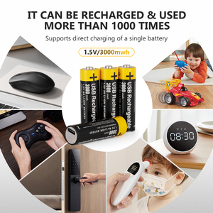 USB-C AA batteries au lithium-ion cylindriques rechargeables à charge rapide haute capacité utilisation quotidienne écologique longue durée intégrée - Product Image 4
