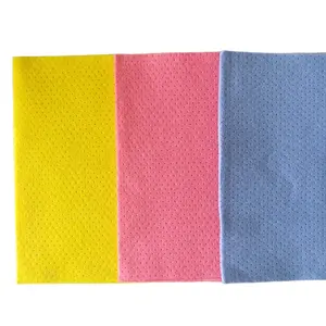 Sarı yeşil mavi pembe renk 120gsm iğne yumruk nonwoven kumaş almanya tarzı delikli zemin temizlik bezi