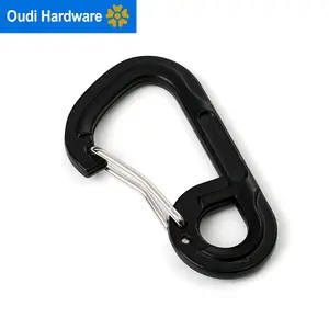 Dollar Collar Hardware Spring Snap Hook Carabiner Black Plated Stainless Steel Safety Hook For Outdoor HK Snap Hook