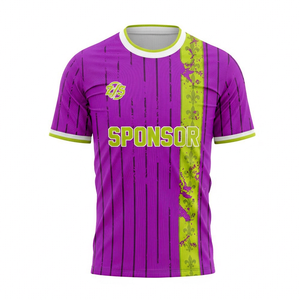 ชุดเสื้อฟุตบอลลายทางสีม่วงเขียว Zersia International สำหรับผู้ใหญ่ แบบ unisex ระบายอากาศได้ดี ผลิตจากโพลีเอสเตอร์ พิมพ์ลายแบบ Sublimation Transfer  สามารถสั่งทำได้ - Product Image 1