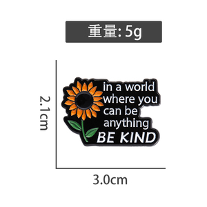 Sming Pins Sunflow Enamel Pins Custom in a World Where <strong>You</strong> Can <strong>Be</strong> Anything <strong>BE</strong> KIND Brooches Lapel Badges Plant Jewelry Gift - Product Image 6