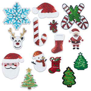 Ensemble de Noël personnalisé, broderie à paillettes, patchs à repasser, appliques thermocollantes pour vêtements, sac à dos, décoration - Product Image 6