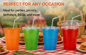 12 Oz <b>Plastic</b> <b>Cup</b> With Lid And Straw Round PP Disposable Beverage <b>Cup</b> For Party Use - Product Image 6