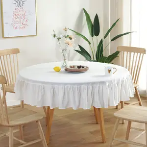 婚礼派对定制尺寸彩色圆形矩形涤棉白色桌布桌布跑步者