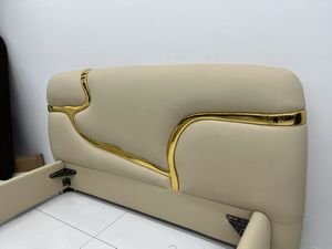 Ensemble de chambre à coucher moderne de luxe, lit king size, ensemble de lit en cuir italien de luxe, lit moderne de villa de luxe - Product Image 5