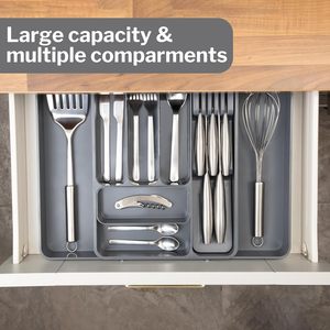 Organizer per cassetti posate <span class=keywords><strong>in</strong></span> <span class=keywords><strong>plastica</strong></span> regolabile, supporto per vassoio - Product Image 5