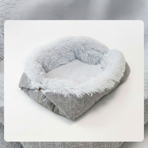 OEM/ODM Customizable <b>Plush</b> <b>Cat</b> Nest Bed with Striped Pattern Dual-Use Round Warm Pet Mat for <b>Cats</b> Dogs Reptiles - Product Image 1